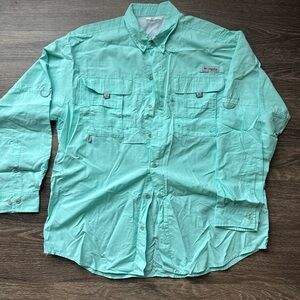 Columbia PFG Teal Button-Up Shirt
